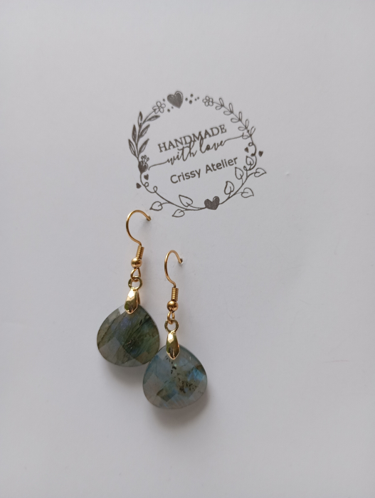 Cercei cu deosebita piatra de Labradorit, cu irizatii albastrui [2]