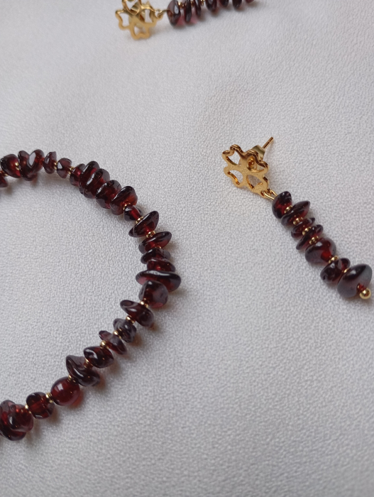 Set Granat chipsuri si margele placate cu aur [5]