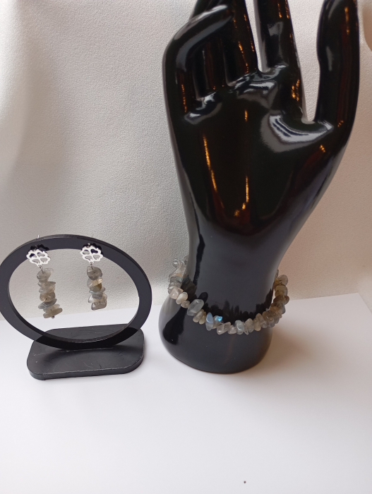 Set bijuterii cu Labradorit reflexii albastrui si tortite placate cu argint 925 [6]