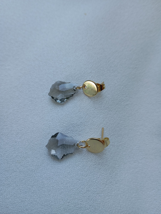 Cercei cu Swarovski Black Diamond si tortite placate cu aur 18K [3]