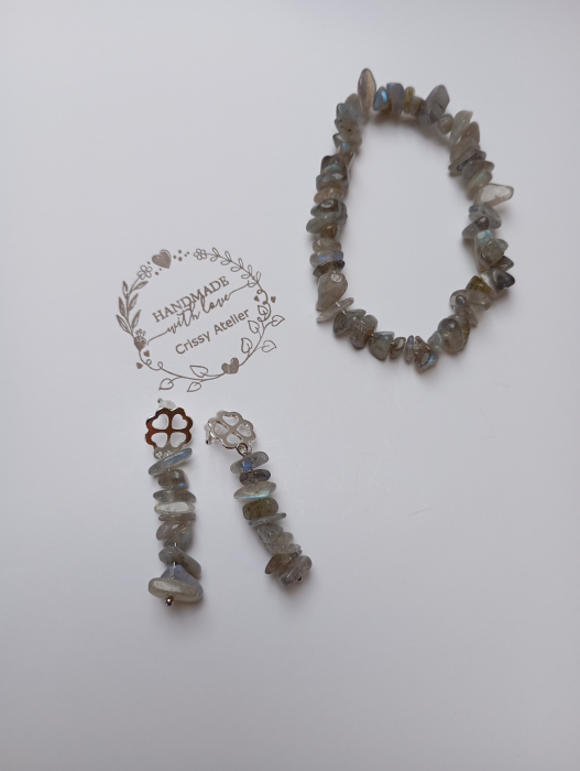 Set bijuterii cu Labradorit reflexii albastrui si tortite placate cu argint 925 [5]