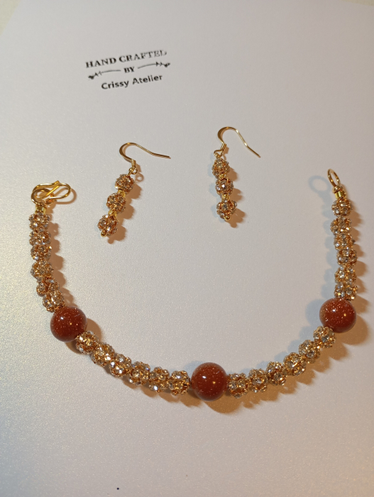 Bijuterii Party/Club/Disco culoare Champagne si Piatra Soarelui [3]