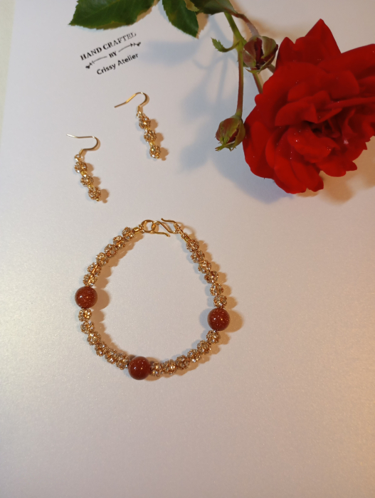 Bijuterii Party/Club/Disco culoare Champagne si Piatra Soarelui [5]