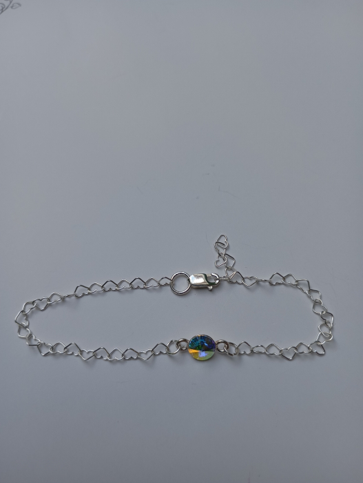 Bratara din argint inimioare si cristal Swarovski Silk Shimmer 6mm [2]