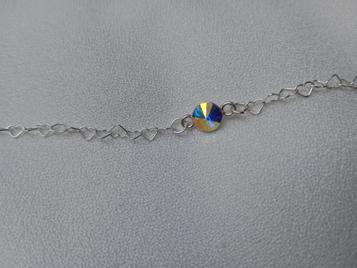 Bratara din argint inimioare si cristal Swarovski Silk Shimmer 6mm [4]