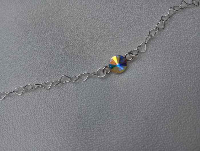 Bratara din argint inimioare si cristal Swarovski Silk Shimmer 6mm [5]