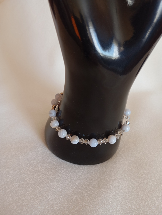 Bratara elastica unisex cu Piatra Lunii si Swarovski [4]