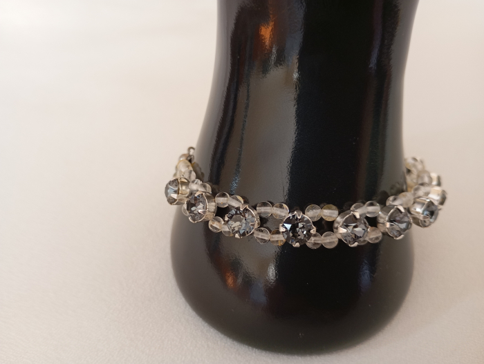 Bratara Swarovski chaton montee Black Diamond si margele Topaz [3]