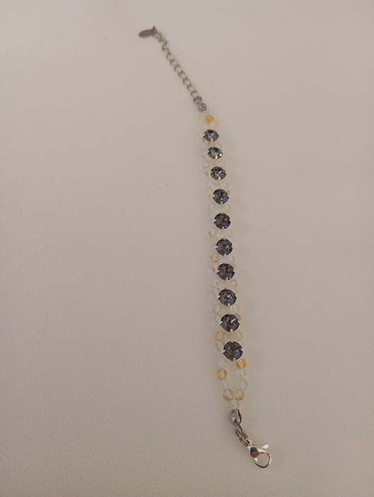 Bratara Swarovski chaton montee Black Diamond si margele Topaz [2]