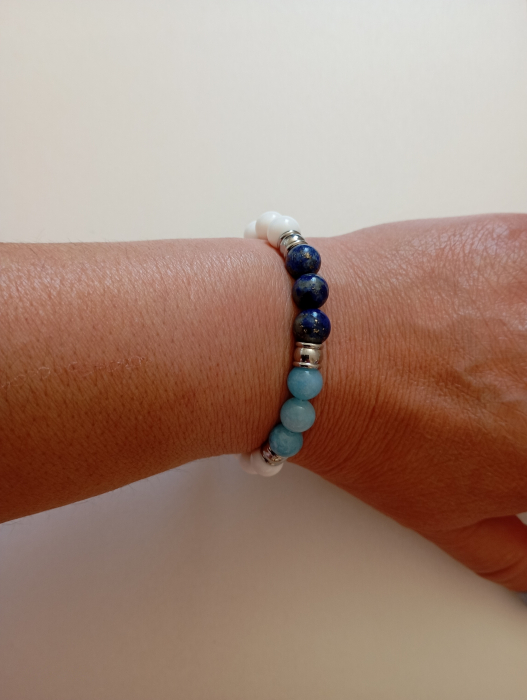 Bratara unisex in  3 culori cu Agat, Angelit si Lapis Lazuli [4]
