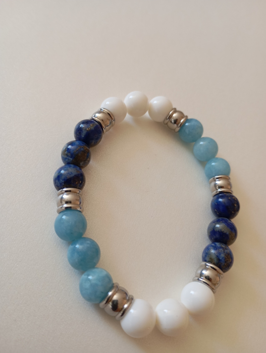 Bratara unisex in  3 culori cu Agat, Angelit si Lapis Lazuli [3]