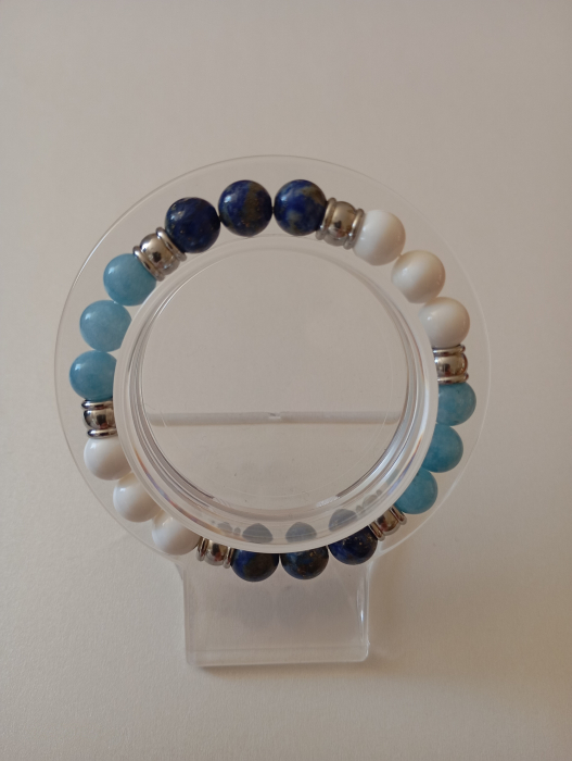 Bratara unisex in  3 culori cu Agat, Angelit si Lapis Lazuli [2]