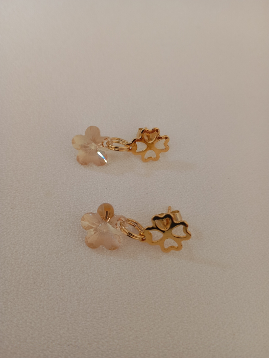 Cercei Swarovski cu tortite din otel inoxidabil placat cu aur 18k [2]