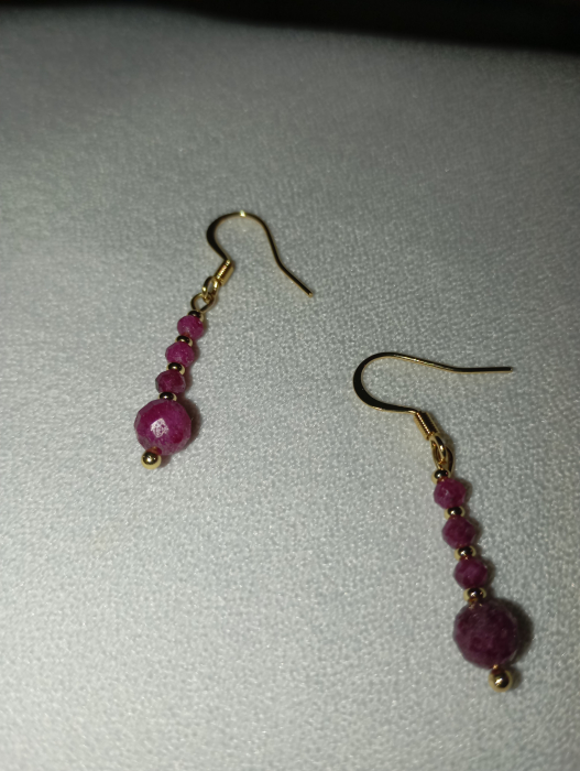 Cercei cu margele de Rubin si tortite placate cu aur 18K [4]