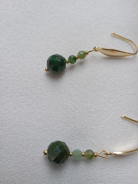 Cercei cu margele de Smarald si tortite placate cu aur 18K [2]