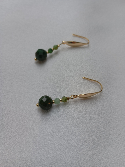 Cercei cu margele de Smarald si tortite placate cu aur 18K [3]