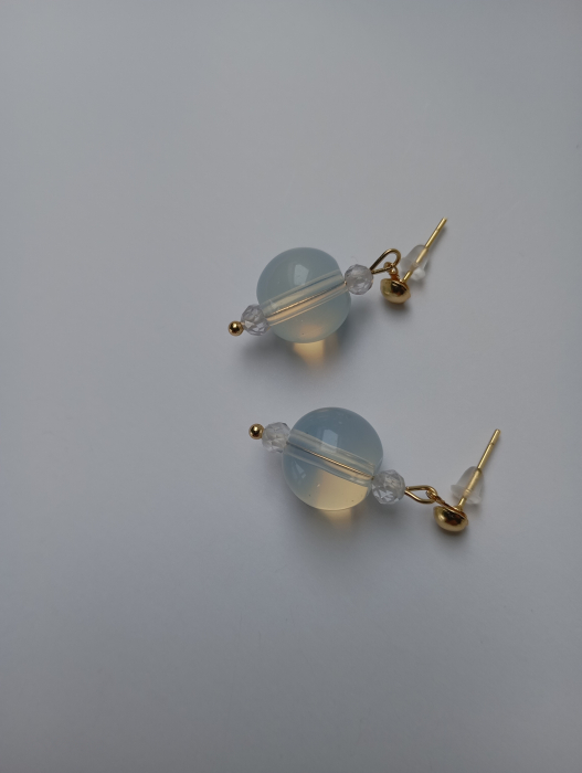 Cercei cu Opalit 12mm si tortita placata cu aur 18K [2]