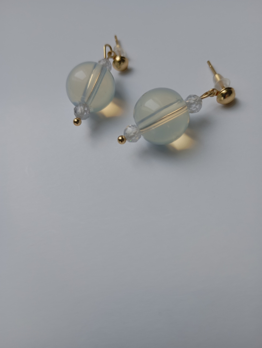 Cercei cu Opalit 12mm si tortita placata cu aur 18K [5]