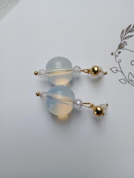 Cercei cu Opalit 12mm si tortita placata cu aur 18K [3]