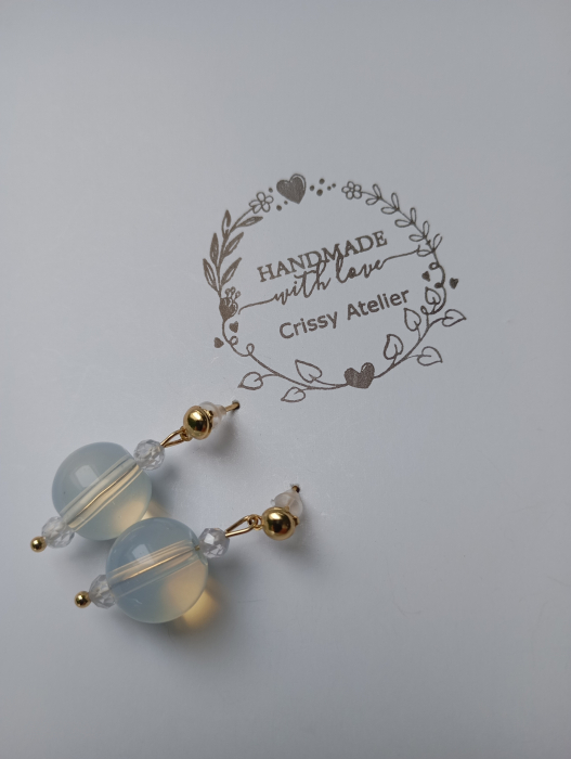 Cercei cu Opalit 12mm si tortita placata cu aur 18K [4]