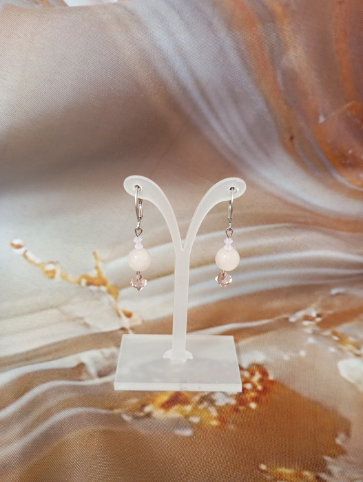 Cercei Cuart roz si Swarovski 3 cm [3]