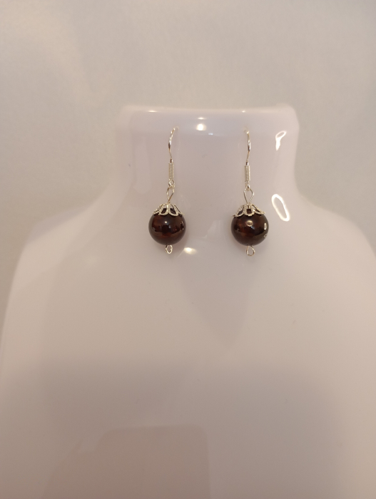 Cercei din argint si Granat 10 mm [2]