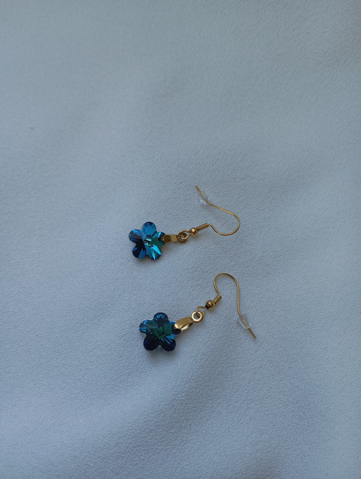 Cercei Floricica Swarovski cu tortite placate cu aur 18K [3]