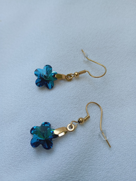 Cercei Floricica Swarovski cu tortite placate cu aur 18K [2]