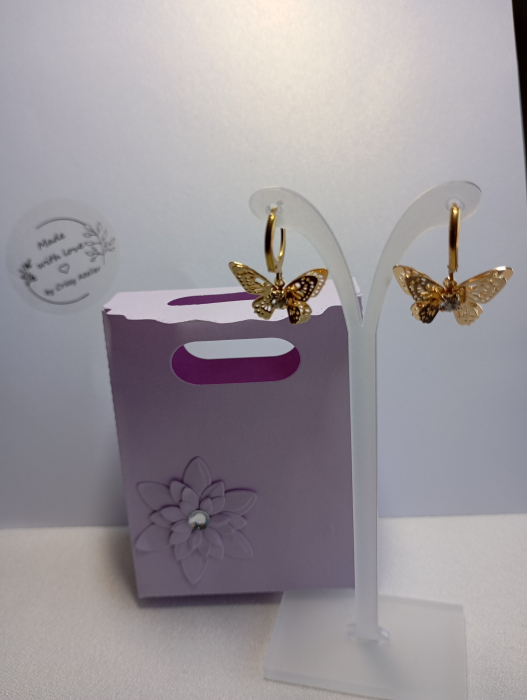 Cercei Fluturas cu stras placati cu aur 18K [3]