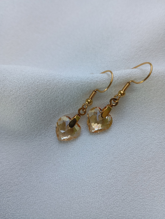 Cercei Inimioara Swarovski cu tortite placate cu aur 18K [2]
