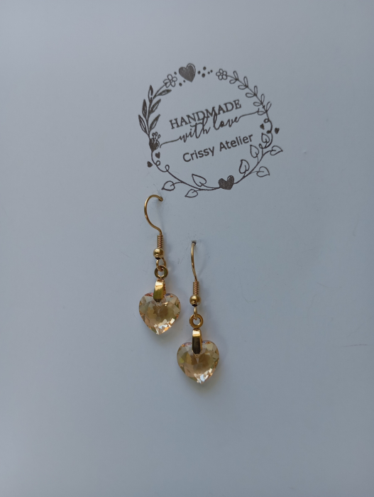 Cercei Inimioara Swarovski cu tortite placate cu aur 18K [4]