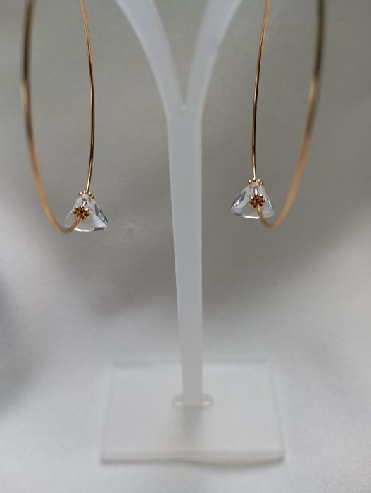 Cercei Loop cu Swarovski Crystal Triangle si tortite placate cu aur 18K [2]