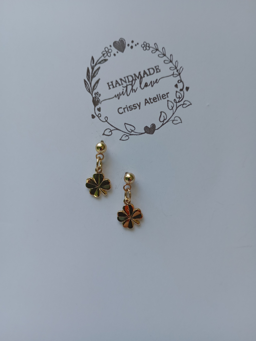 Cercei "Norocel la purtator" trifoi cu patru foi placati cu aur 18K [4]