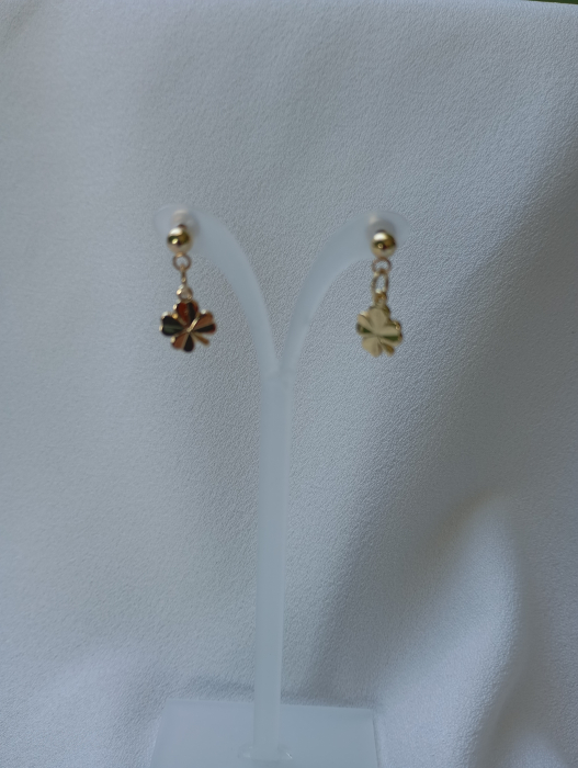 Cercei "Norocel la purtator" trifoi cu patru foi placati cu aur 18K [3]