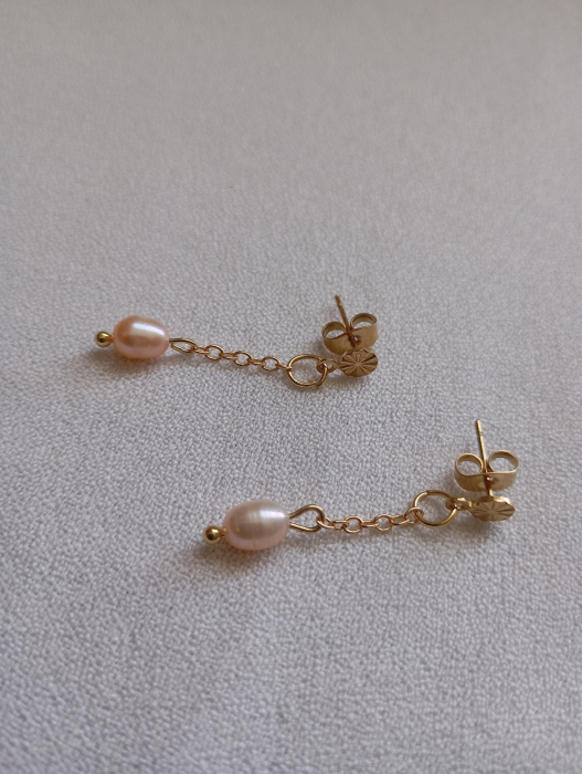 Cercei placati cu aur 18K si Perla roz [2]