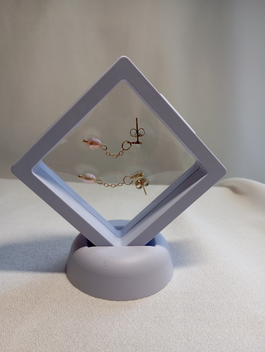 Cercei placati cu aur 18K si Perla roz [3]