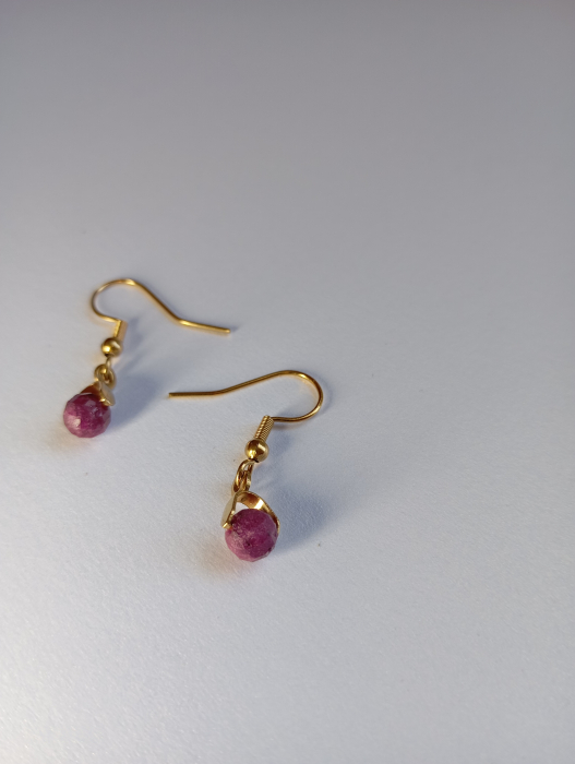 Cercei placati cu aur 18k si Rubin [2]