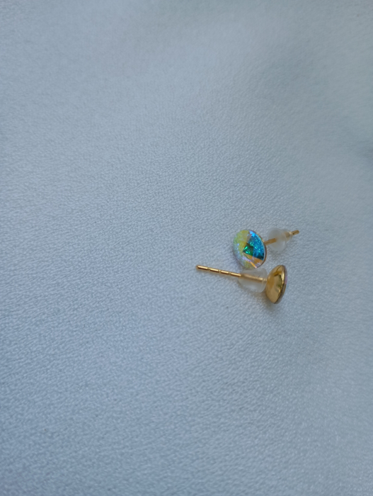 Cercei simpli cu cristal Swarovski si tortite din otel inoxidabil auriu [2]