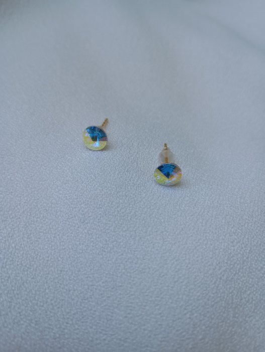 Cercei simpli cu cristal Swarovski si tortite din otel inoxidabil auriu [4]