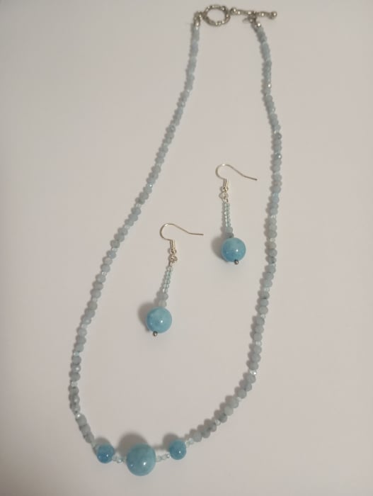 Set bijuterii Acvamarine colier si cercei [2]