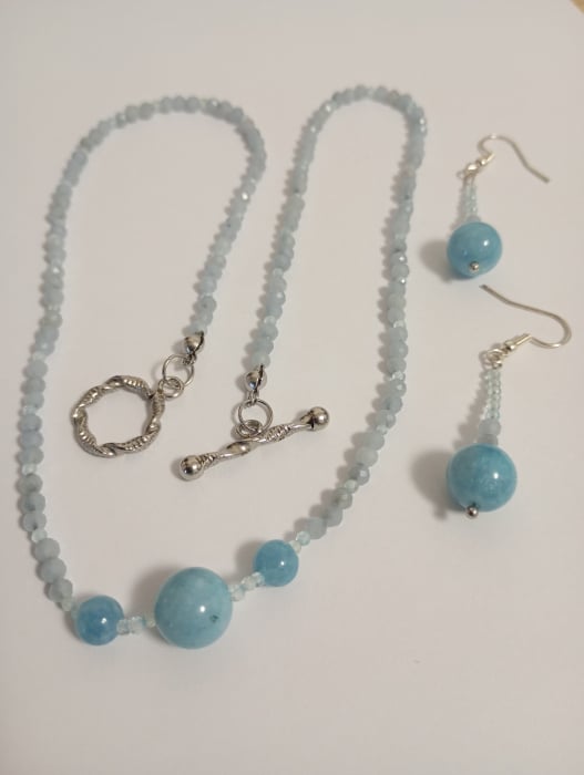 Set bijuterii Acvamarine colier si cercei [4]