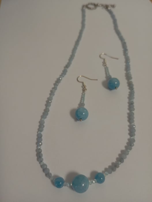 Set bijuterii Acvamarine colier si cercei [3]