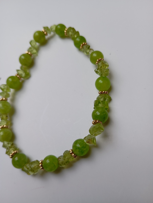 Set bijuterii cu Peridot verde primavara si margele placate cu aur 18K [2]