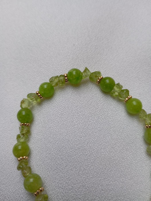 Set bijuterii cu Peridot verde primavara si margele placate cu aur 18K [6]