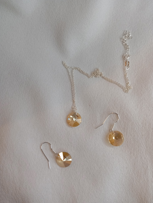 Set bijuterii din argint cu Swarovski Golden Shadow [2]