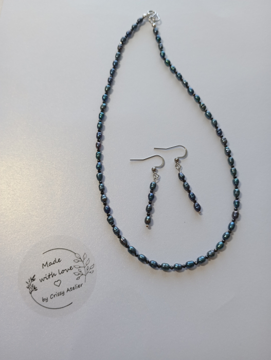 Set bijuterii Perle petrol 6 mm [3]