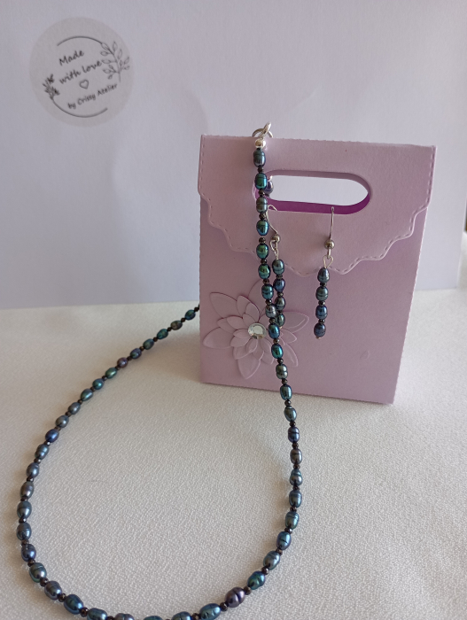 Set bijuterii Perle petrol 6 mm [5]