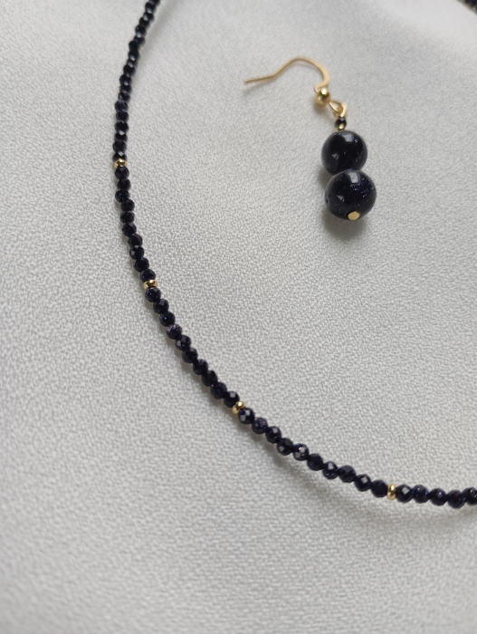 Set colier si cercei cu Piatra Soarelui si tortite placate cu aur 18K [7]