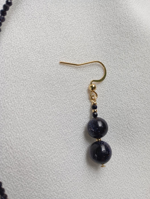 Set colier si cercei cu Piatra Soarelui si tortite placate cu aur 18K [6]