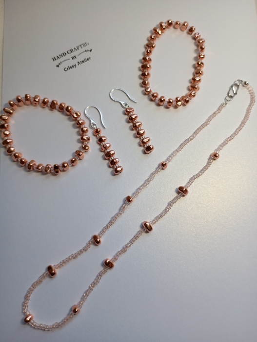 Set Hematit " Vacanta nesfarsita!" Roz somon nuggets [4]